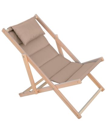 LEŻAK DREWNIANY CLASSIC SOFT Z ZAGŁÓWKIEM TAUPE