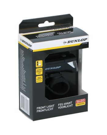 LAMPKA ROWEROWA PRZEDNIA 2 TRYBY CERTYFIKAT DUNLOP