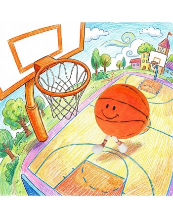 PIŁKA EMOJI 23CM Z NÓŻKAMI DO KOSZYKÓWKI POMARAŃCZOWA