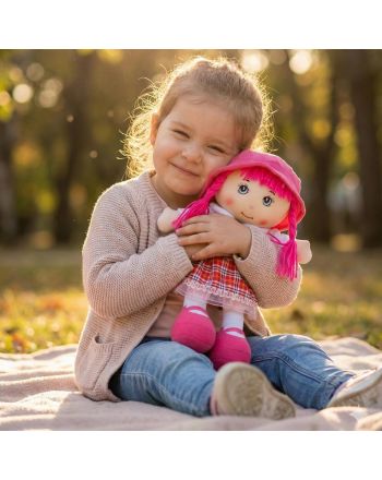 LALKA PRZYTULANKA SZMACIANKA Z DŻWIĘKIEM CIEMNY RÓŻ
