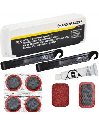 ZESTAW NAPRAWCZY DO DĘTEK ŁATKI I KLEJ 9 ELEMENTÓW BOX DUNLOP