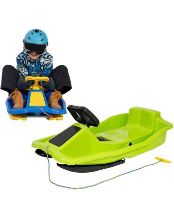 SANKI PLASTIKOWE Z HAMULCEM I KIEROWNICĄ MIKOŁAJ 97x53x25CM ZIELONE