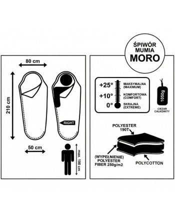 ŚPIWÓR TURYSTYCZNY MORO 210x80x50CM Z KOMPRESJĄ ENERO CAMP