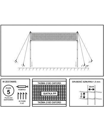 ZESTAW DO SIATKÓWKI DELUXE 570x55x230CM 5W1 ENERO
