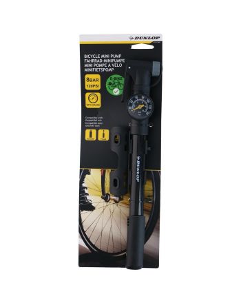 POMPKA ROWEROWA MINI Z MANOMETREM 120psi (8bar) CZARNA DUNLOP