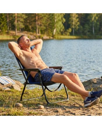 FOTEL TURYSTYCZNO PLAŻOWY Z PODŁOKIETNIKAMI 52X54X25/66CM SKŁADANY GRANATOWY REDCLIFFS