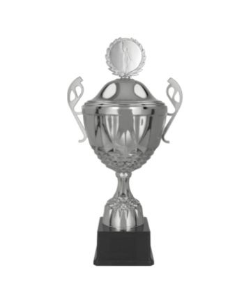 Puchar metalowy srebrny z przykrywką MUFAS