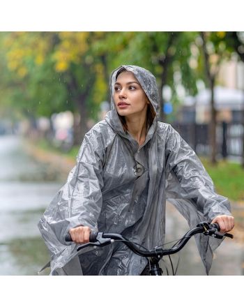 PONCHO PRZECIWDESZCZOWE ROWEROWE DLA DOROSŁYCH 100x130x1CM PE 135GR SZARE DUNLOP