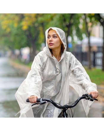 PONCHO PRZECIWDESZCZOWE ROWEROWE DLA DOROSŁYCH 100x130x1CM PE 135GR BIAŁE DUNLOP