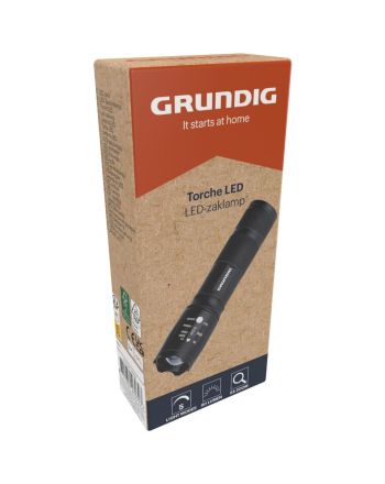 LATARKA TAKTYCZNA LED GRUNDIG MEGALIGHT 80LM ZOOM 5 TRYBÓW 200M ALUMINIOWA