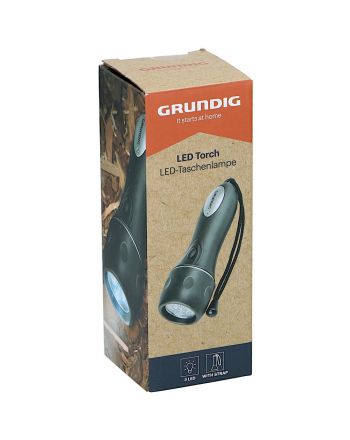 LATARKA RĘCZNA LED GRUNDIG 3 LED 16CM NA 2 BATERIE AA
