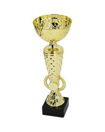 PUCHAR METALOWY ZŁOTY 28,5 CM CZARNA PODSTAWA TRYUMF