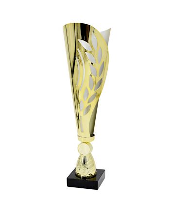 PUCHAR METALOWY ZŁOTO SREBRNY 38,5 CM TRYUMF
