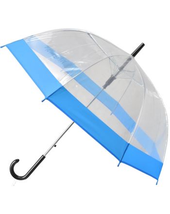 PARASOL DŁUGI TRANSPARENTNY NIEBIESKI SEMI LINE