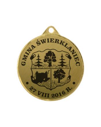 Medal metalowy z grawerowaniem na laminacie