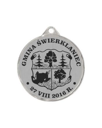 Medal metalowy z grawerowaniem na laminacie