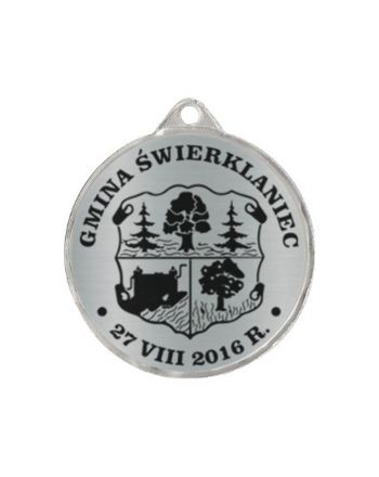 Medal metalowy z grawerowaniem na laminacie