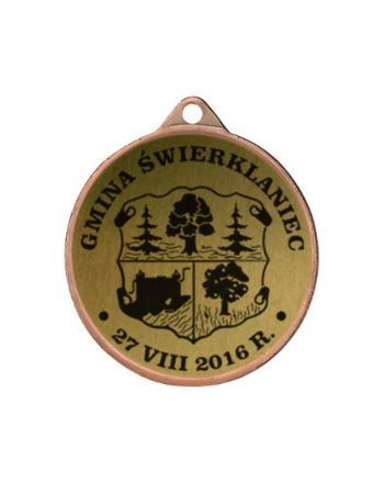 Medal metalowy z grawerowaniem na laminacie