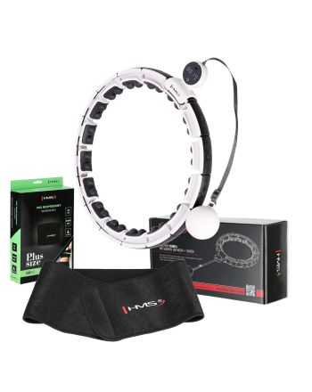ZESTAW HULA HOP MAGNETYCZNY WHITE HHM16 Z LICZNIKIEM HMS + PAS BR163 BLACK PLUS SIZE